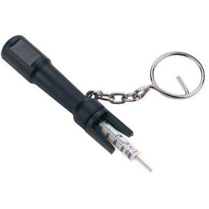 2-IN-1 TYRE TREAD DEPTH-PRESSURE GAUGE KEYRING with Black Plastic Body