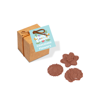 Easter 2024 - Eco Kraft Cube - Milk Chocolate Flowers - X6