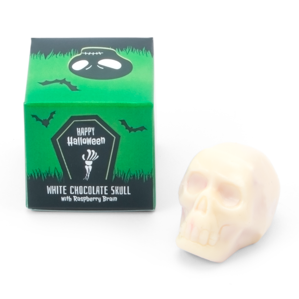 Halloween - Eco Mini Cube Box - White Chocolate Skulls - x1 - Image 2