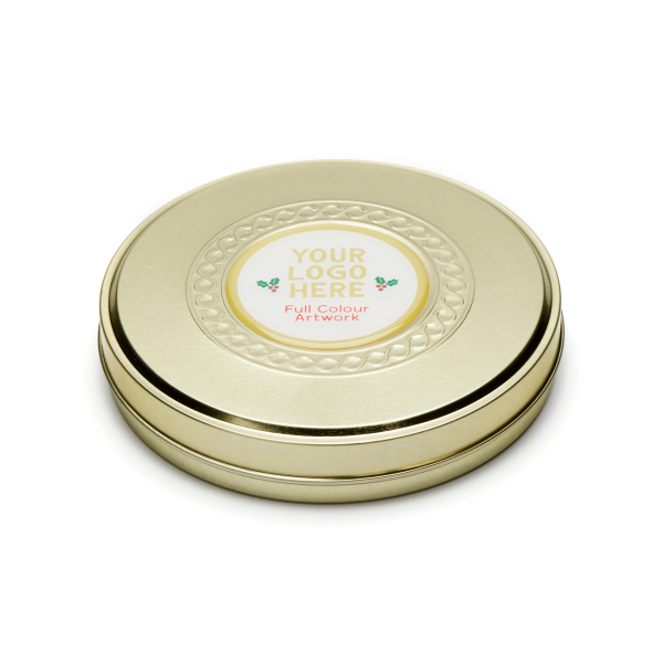 Winter Collection - Shallow Gold Treat Tin - Belgian Chocolate Cookies - Image 2
