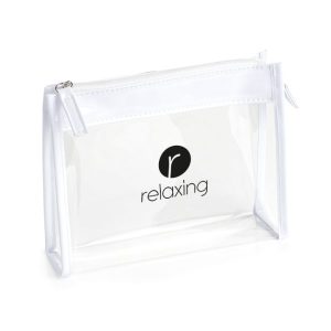Clear PVC Bag with White Trim and Zipper