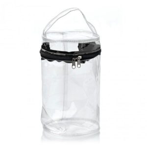 Clear PVC Round Black Zippered Toiletry Bag