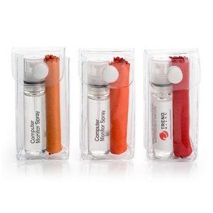 2pc Orange Screen & Glasses Cleaning Kit in a PVC Pouch