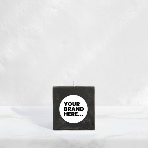 Small Black Concrete Vegan Candle - Printed