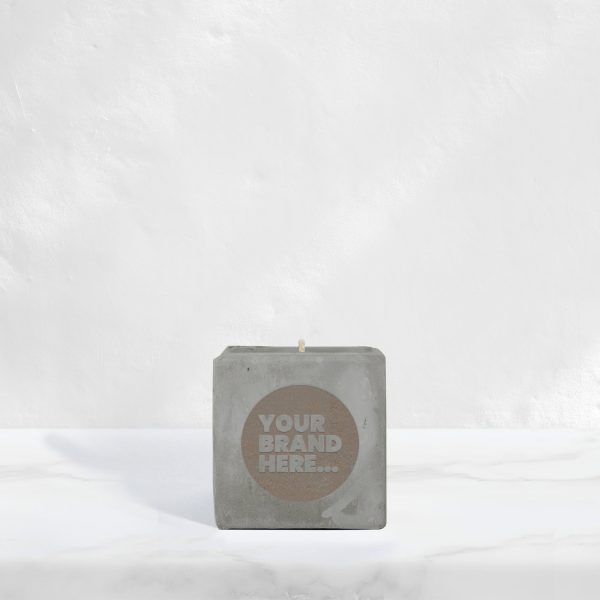Small Grey Concrete Vegan Candle - Engraved