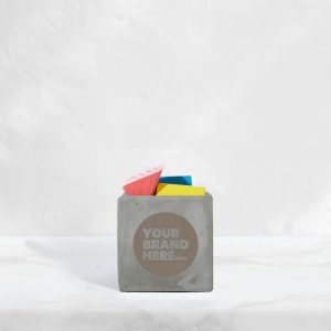 Small Grey Concrete Empty Pot - Engraved