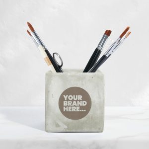 Medium Marble Concrete Empty Pot - Engraved