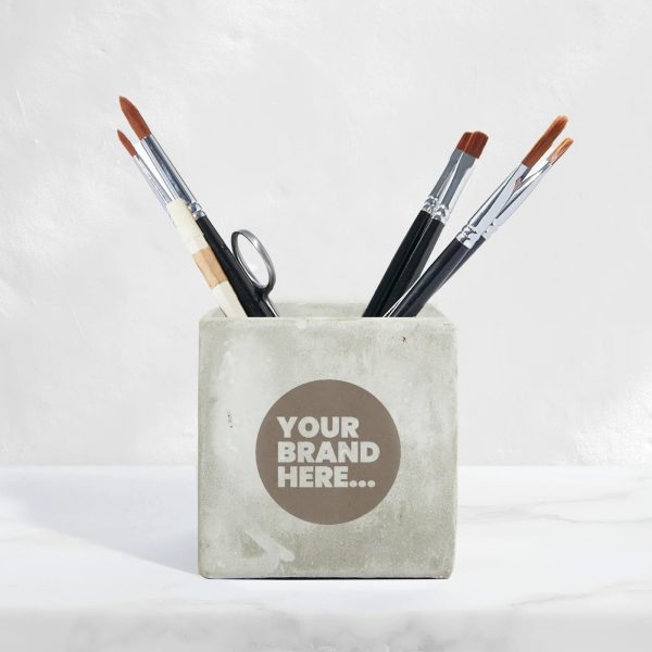 Medium Marble Concrete Empty Pot - Engraved