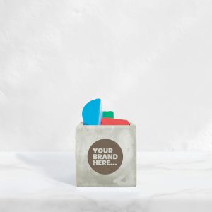 Small Marble Concrete Empty Pot - Engraved