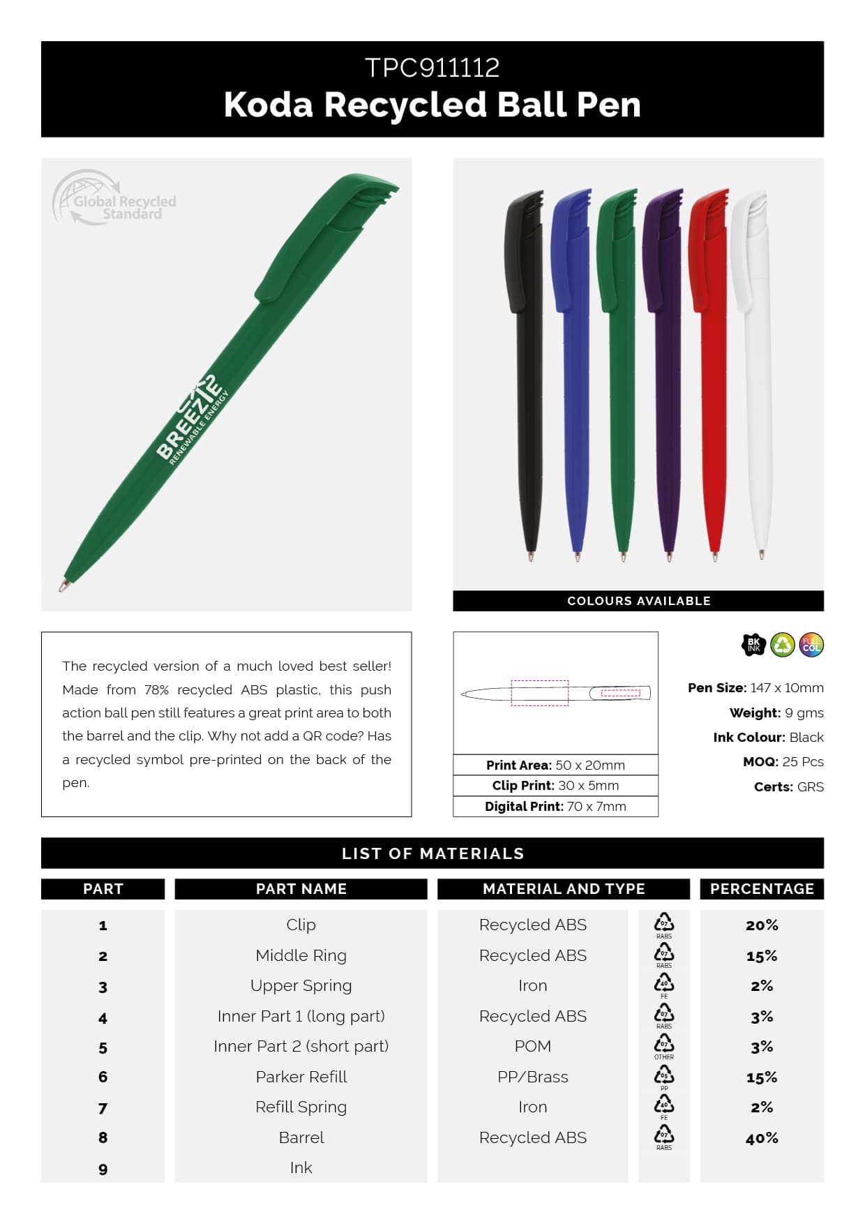 Koda Recycled Ball Pen - Image 4